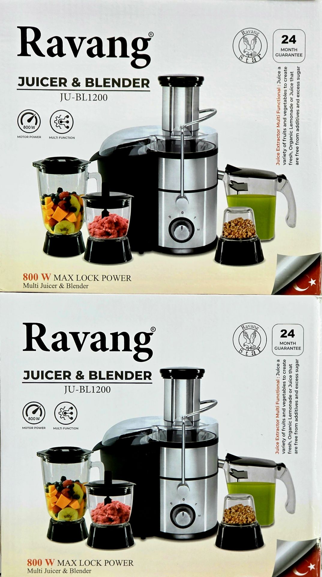 آبمیوه‌گیری و مخلوط‌کن چهارکاره راوانگ مدل JU-BL1200